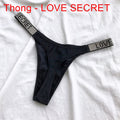 Sexy Women Pantie Crystal Rhinestone Underwear Fitness Gym Thongs Low Rise Fashion Tanga for Female Push Up Lingerie with Letter