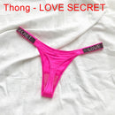 Sexy Women Pantie Crystal Rhinestone Underwear Fitness Gym Thongs Low Rise Fashion Tanga for Female Push Up Lingerie with Letter