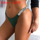Sexy Women Pantie Crystal Rhinestone Underwear Fitness Gym Thongs Low Rise Fashion Tanga for Female Push Up Lingerie with Letter
