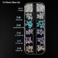 12 grid box 60Pcs 3D Cute Bear/Butterfly Resin Nail Art Decorations Aurora Rhinestone for Nails Glitter DIY Manicure Accessories