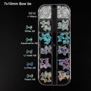 12 grid box 60Pcs 3D Cute Bear/Butterfly Resin Nail Art Decorations Aurora Rhinestone for Nails Glitter DIY Manicure Accessories