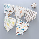 5pcs Baby Bibs Cotton Bandana Bibs Baby Feeding Infant Teething Bibs Cartoon Saliva Towel Baby Eating Accessory Baby Stuff