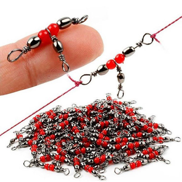 10/20/50 Pcs of Fishing Buckle 360Degree Beaded miniCarbon Steel Rotating Ring Fish Hook Bait line Connector Fishing Accessories