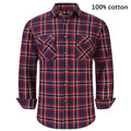 2021 New Men's Plaid Flannel Shirt Spring Autumn Male Regular Fit Casual Long-Sleeved Shirts For (USA SIZE S M L XL 2XL)