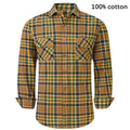 2021 New Men's Plaid Flannel Shirt Spring Autumn Male Regular Fit Casual Long-Sleeved Shirts For (USA SIZE S M L XL 2XL)