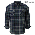 2021 New Men's Plaid Flannel Shirt Spring Autumn Male Regular Fit Casual Long-Sleeved Shirts For (USA SIZE S M L XL 2XL)