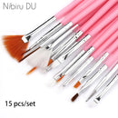7/15Pcs Plastic Handle Nail Brush Set Design Gel Polish Painting Drawing Acrylic Gel Nail Brushes For Nails Art Manicure Tools