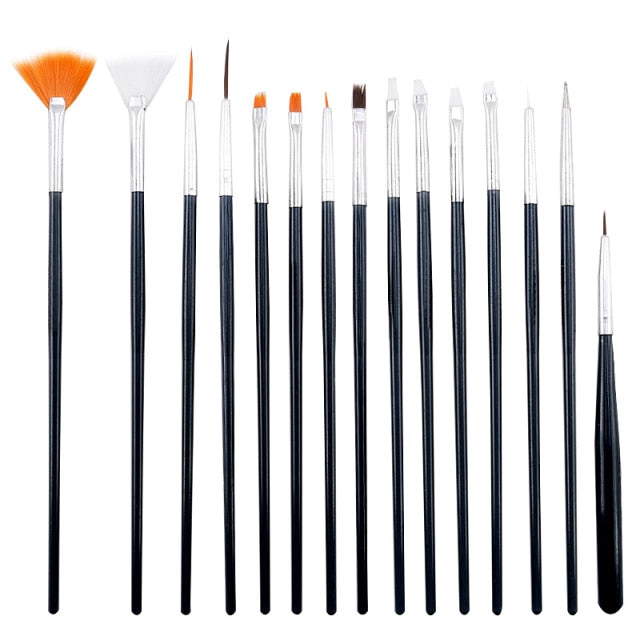 7/15Pcs Plastic Handle Nail Brush Set Design Gel Polish Painting Drawing Acrylic Gel Nail Brushes For Nails Art Manicure Tools