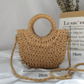 Round Straw Beach Bag Vintage Handmade Woven Shoulder Bag Raffia circle Rattan bags Bohemian Summer Vacation Casual Bags