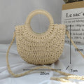 Round Straw Beach Bag Vintage Handmade Woven Shoulder Bag Raffia circle Rattan bags Bohemian Summer Vacation Casual Bags