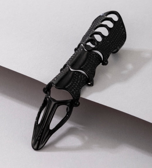 docona Punk knight Skull Armour Knuckle Midi Finger Rings for Women Gothic Gold Alloy Adjustable Ring Party Jewelry