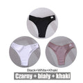 FINETOO 3PCS/Set Women's Panties Cotton Brazilian Underwear Women Sexy V Waist Women's Thong Female Underpants Intimate Lingerie