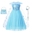 Frozen Girls Elsa Cosplay Dress Fancy Costume Girl Snow Queen Halloween Birthday Party Children Princess Clothes Cloak Disney
