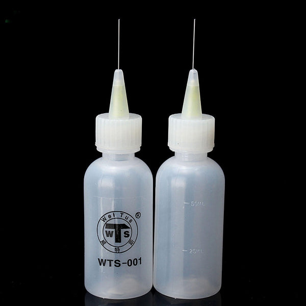 2pcs 50ml Needle Tip Soldering Cleaning Clear Liquid Flux Alcohol Oil Dispenser Plastic Hand Bottle Cleaner DIY Repair Tools