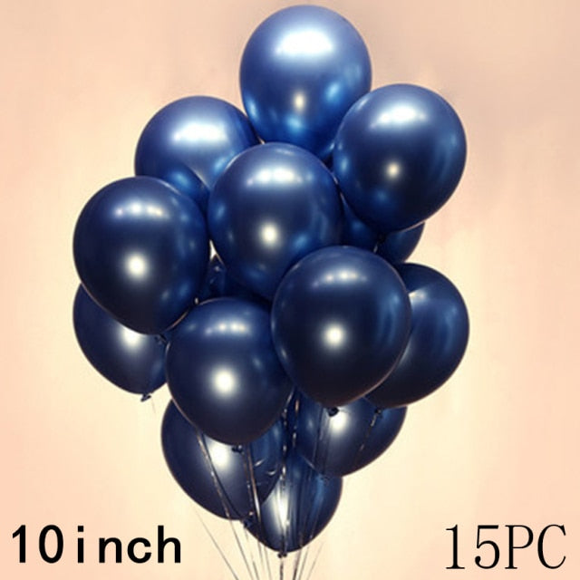 50/15pcs 10inch Gold Silver Black Metal Latex Confetti Balloons Wedding Decorations Matte Globos Birthday Party Decorations