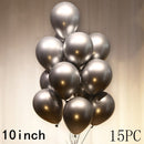 50/15pcs 10inch Gold Silver Black Metal Latex Confetti Balloons Wedding Decorations Matte Globos Birthday Party Decorations