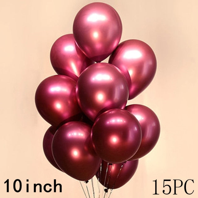 50/15pcs 10inch Gold Silver Black Metal Latex Confetti Balloons Wedding Decorations Matte Globos Birthday Party Decorations