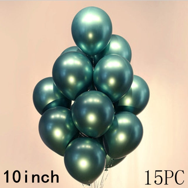 50/15pcs 10inch Gold Silver Black Metal Latex Confetti Balloons Wedding Decorations Matte Globos Birthday Party Decorations