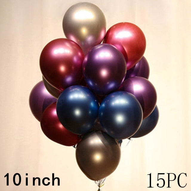 50/15pcs 10inch Gold Silver Black Metal Latex Confetti Balloons Wedding Decorations Matte Globos Birthday Party Decorations