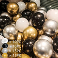 50/15pcs 10inch Gold Silver Black Metal Latex Confetti Balloons Wedding Decorations Matte Globos Birthday Party Decorations