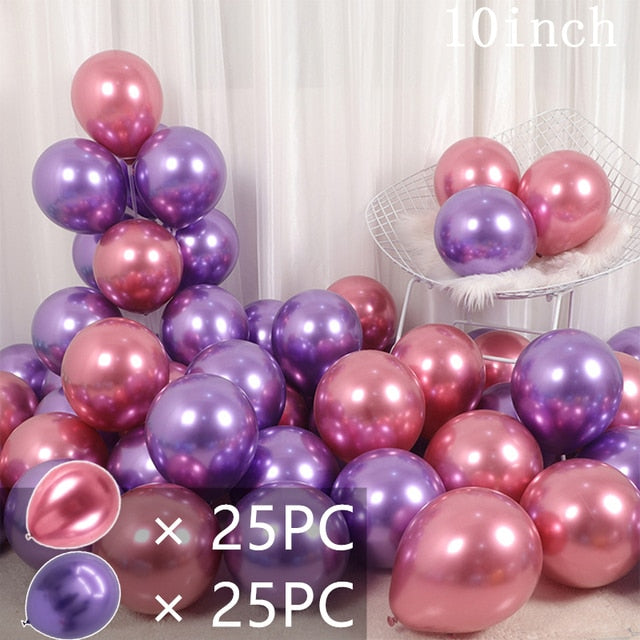 50/15pcs 10inch Gold Silver Black Metal Latex Confetti Balloons Wedding Decorations Matte Globos Birthday Party Decorations