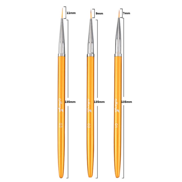 3Pcs Acrylic French Stripe Nail Art Liner Brush Set 3D Tips Manicure Ultra-thin Line Drawing Pen UV Gel Brushes Painting Tools