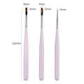 3Pcs Acrylic French Stripe Nail Art Liner Brush Set 3D Tips Manicure Ultra-thin Line Drawing Pen UV Gel Brushes Painting Tools