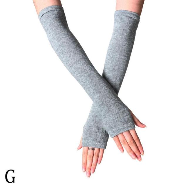Unisex Long Fingerless Gloves Gloves Arm Cover Striped Cotton Wrist Sleeves Arm Warmer Sleeve Knitted Gloves Womens Fingerless