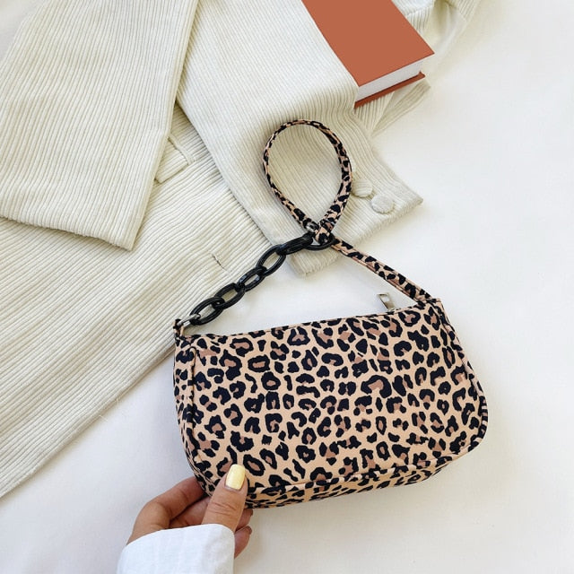 Animal Pattern Print Canvas Shoulder Underarm Bag Vintage Ladies Small Purse Handbags Casual All-match Fashion Women Square Bags