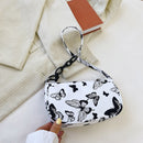 Animal Pattern Print Canvas Shoulder Underarm Bag Vintage Ladies Small Purse Handbags Casual All-match Fashion Women Square Bags