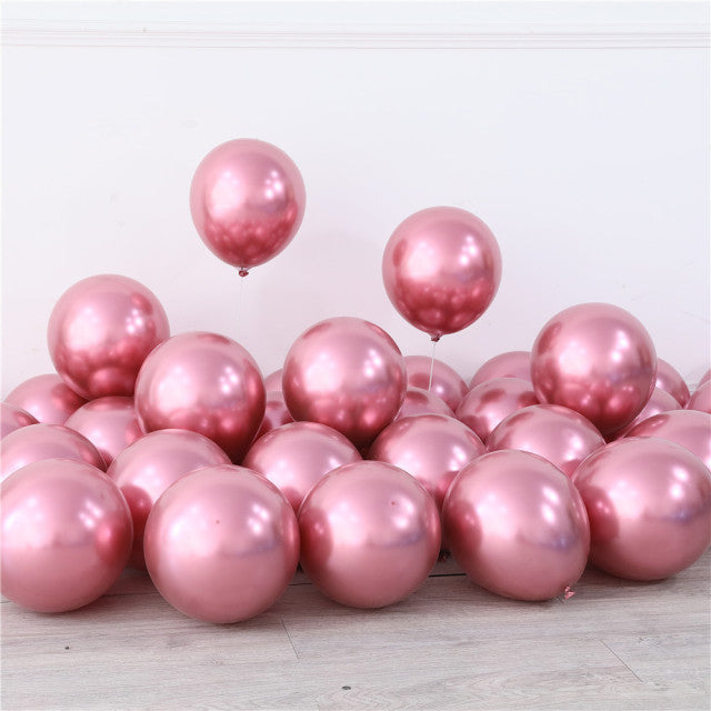 20pcs 12inch New Glossy Baby Pink Metal Pearl Latex Balloon Rose Gold Thick Chrome Metallic Globos Wedding Birthday Party Decor