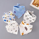5pcs Baby Bibs Cotton Bandana Bibs Baby Feeding Infant Teething Bibs Cartoon Saliva Towel Baby Eating Accessory Baby Stuff