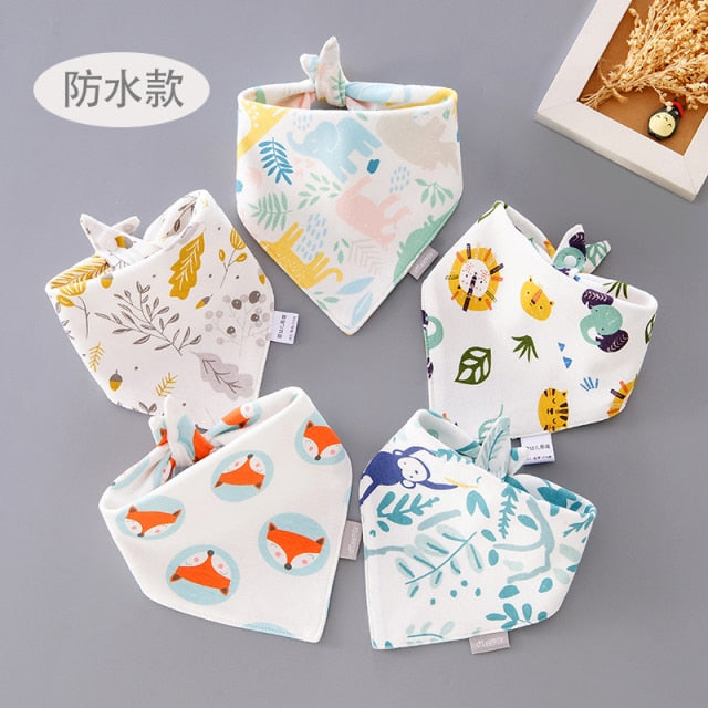 5pcs Baby Bibs Cotton Bandana Bibs Baby Feeding Infant Teething Bibs Cartoon Saliva Towel Baby Eating Accessory Baby Stuff