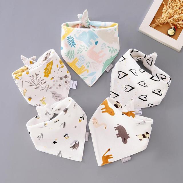 5pcs Baby Bibs Cotton Bandana Bibs Baby Feeding Infant Teething Bibs Cartoon Saliva Towel Baby Eating Accessory Baby Stuff
