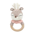 1pc Wooden Crochet Bunny Rattle Toy BPA Free Wood Ring Baby Teether Rodent Baby Gym Mobile Rattles Newborn Educational Toys
