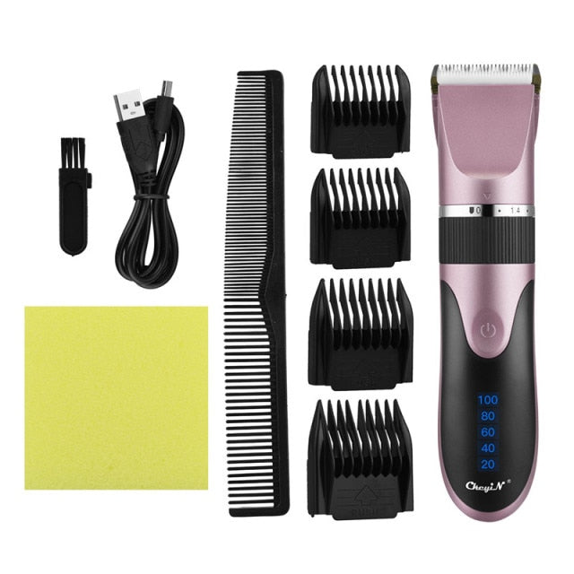 Professional Hair Clipper Men Barber Rechargeable Beard Trimmer Ceramic Blade Hair Cutting Machine Low Noise Haircut Adults Kids