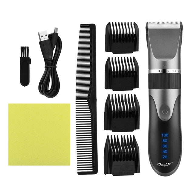 Professional Hair Clipper Men Barber Rechargeable Beard Trimmer Ceramic Blade Hair Cutting Machine Low Noise Haircut Adults Kids