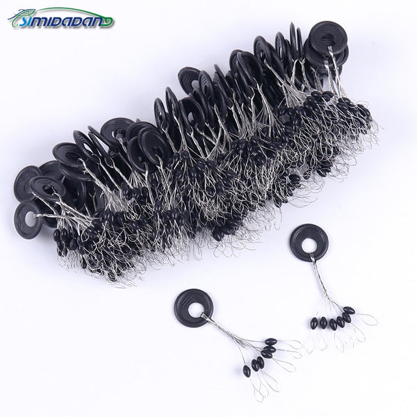 60PCS/10 Group S M L Black Rubber Oval Stopper Float Fishing Bobber Float For Sea Carp Fly Fishing Accessories