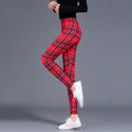 Women Leggings Grid Print Exercise Fitness Leggins Elasticity Plaid Push Up Legging Female Sexy Trousers Pants