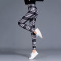 Women Leggings Grid Print Exercise Fitness Leggins Elasticity Plaid Push Up Legging Female Sexy Trousers Pants