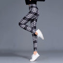 Women Leggings Grid Print Exercise Fitness Leggins Elasticity Plaid Push Up Legging Female Sexy Trousers Pants