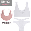 FINETOO Seamless Women Seamless Bra Lingerie Set Sexy Cropped Top Push Up Short Top+Thong Fitness Brassiere Suits Underwear Sets