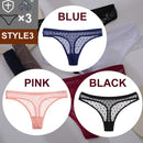 FINETOO 3PCS/Set Sexy Floral Transparent Women Thongs G-string Lingerie Lace Panties Low-Waist Femme Girls Briefs Mesh Pantys