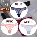 FINETOO 3PCS/Set Sexy Floral Transparent Women Thongs G-string Lingerie Lace Panties Low-Waist Femme Girls Briefs Mesh Pantys