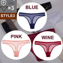 FINETOO 3PCS/Set Sexy Floral Transparent Women Thongs G-string Lingerie Lace Panties Low-Waist Femme Girls Briefs Mesh Pantys