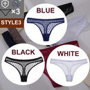 FINETOO 3PCS/Set Sexy Floral Transparent Women Thongs G-string Lingerie Lace Panties Low-Waist Femme Girls Briefs Mesh Pantys