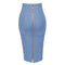 16 Colors XL XXL Sexy Solid Zipper Orange Blue Black Red White Pink Bandage Skirt Women Elastic Bodycon Summer Pencil Skirt 58cm