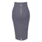 16 Colors XL XXL Sexy Solid Zipper Orange Blue Black Red White Pink Bandage Skirt Women Elastic Bodycon Summer Pencil Skirt 58cm