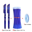 50+3pcs Erasable Pen Set 0.5mm Washable Handle Magic Erasable Gel Pen Refills Rod Blue Black Ink Pen Students Kawaii Stationery