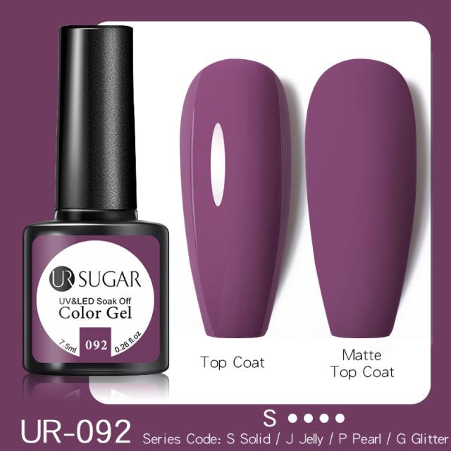 UR SUGAR 7.5ml Purple Color Gel Nail Polish Matte Top Coat Semi Permanent Soak Off Nail Art UV Gel Varnish All For Manicure